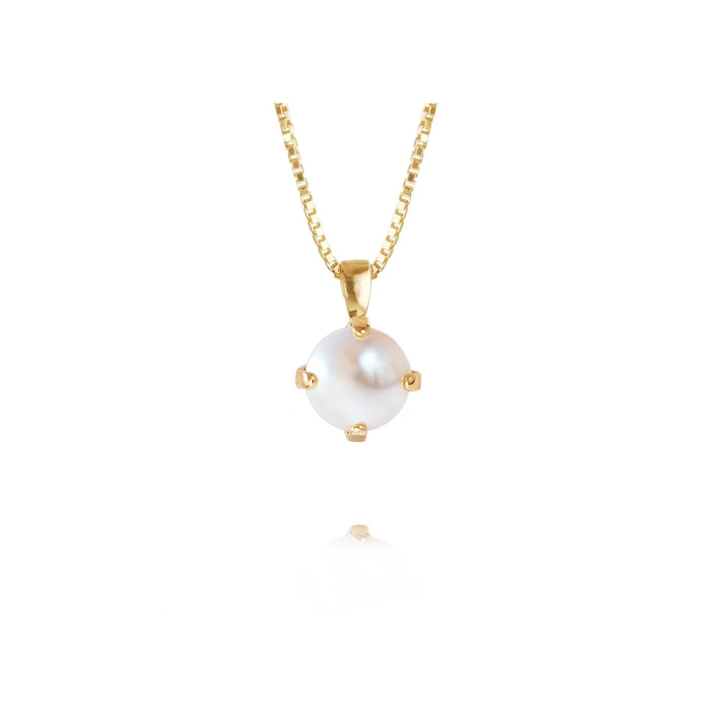 Classic Petite Necklace Gold Pearl