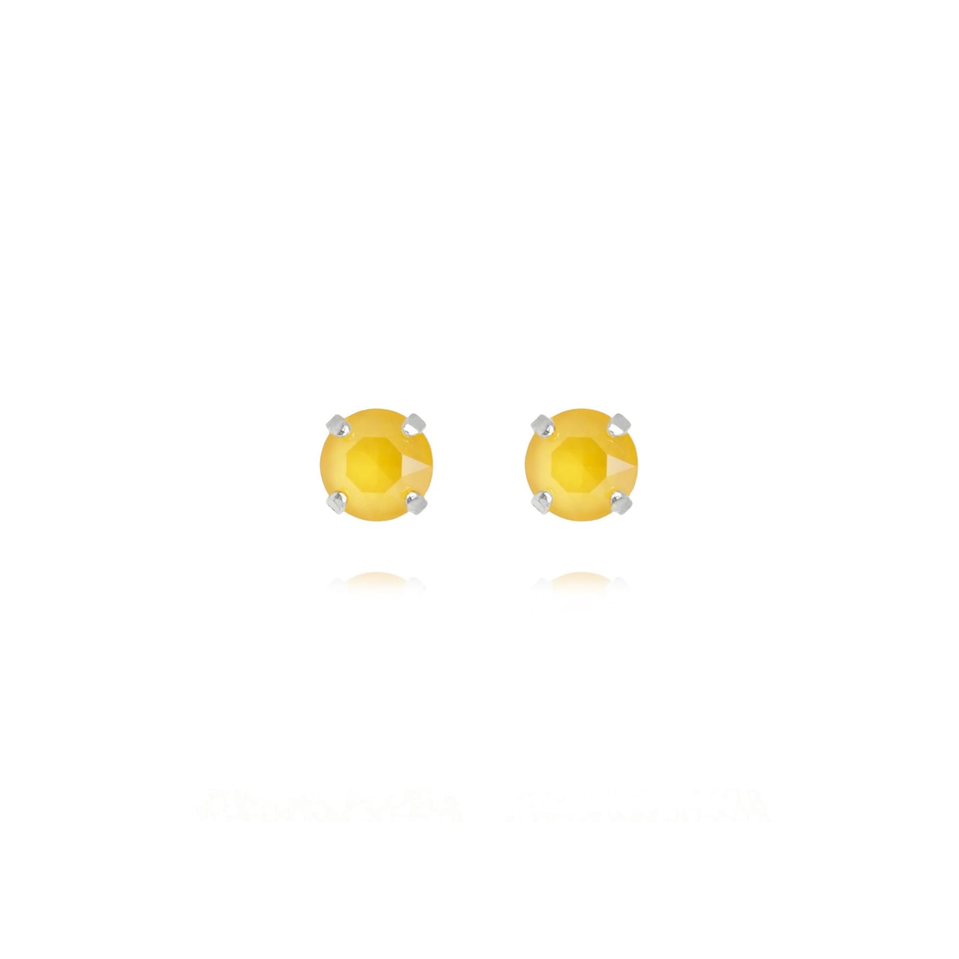 Classic Stud Earrings Rhodium Buttercup Yellow
