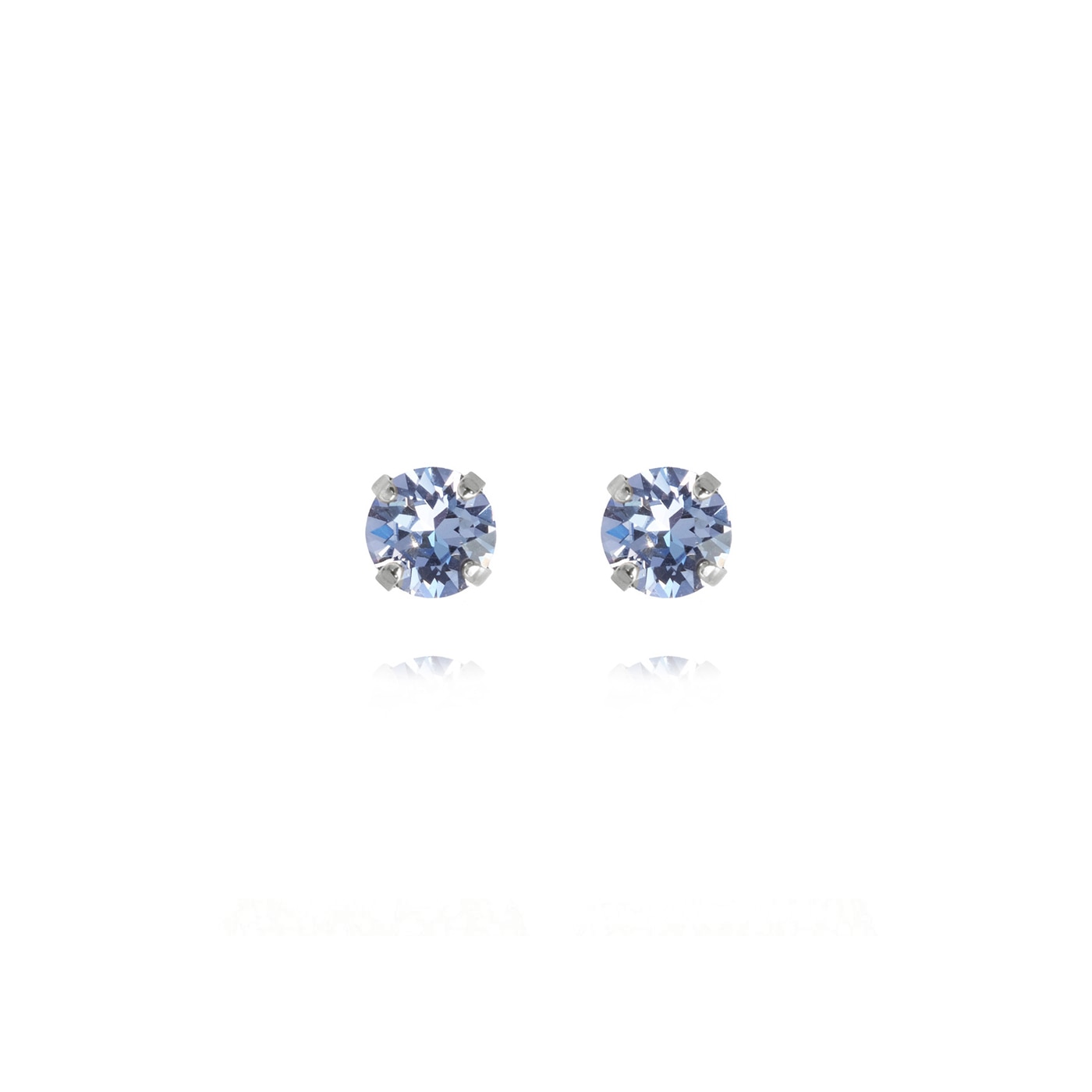 Classic Stud Earrings Rhodium Light Sapphire