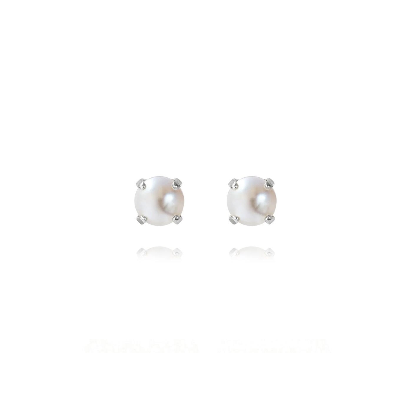 Classic Stud Earrings Rhodium Pearl