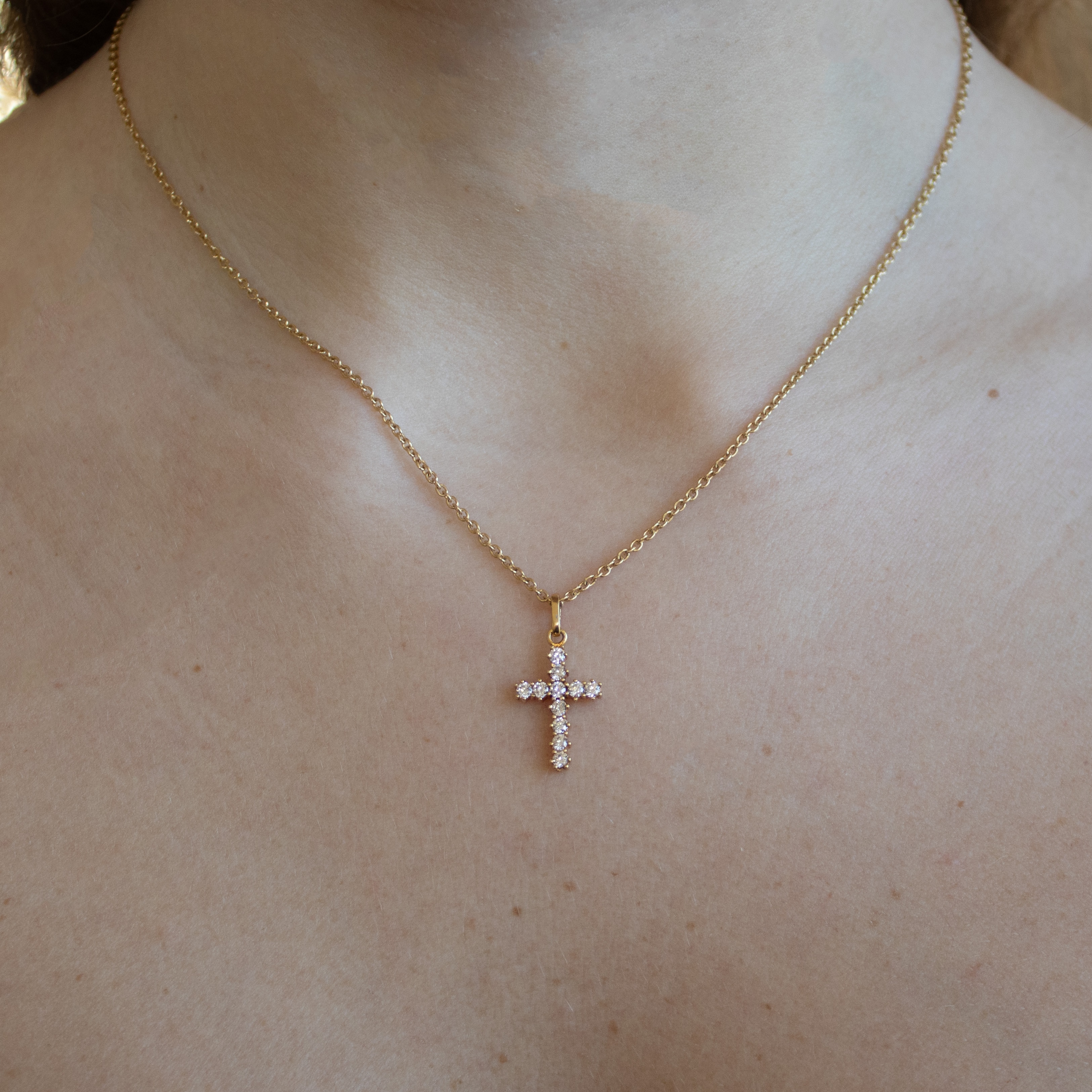Faith Charm 18K RG CZ       