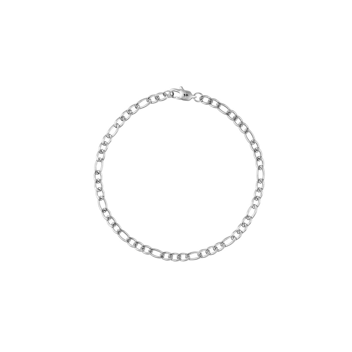 Thin figaro bracelet silver medium