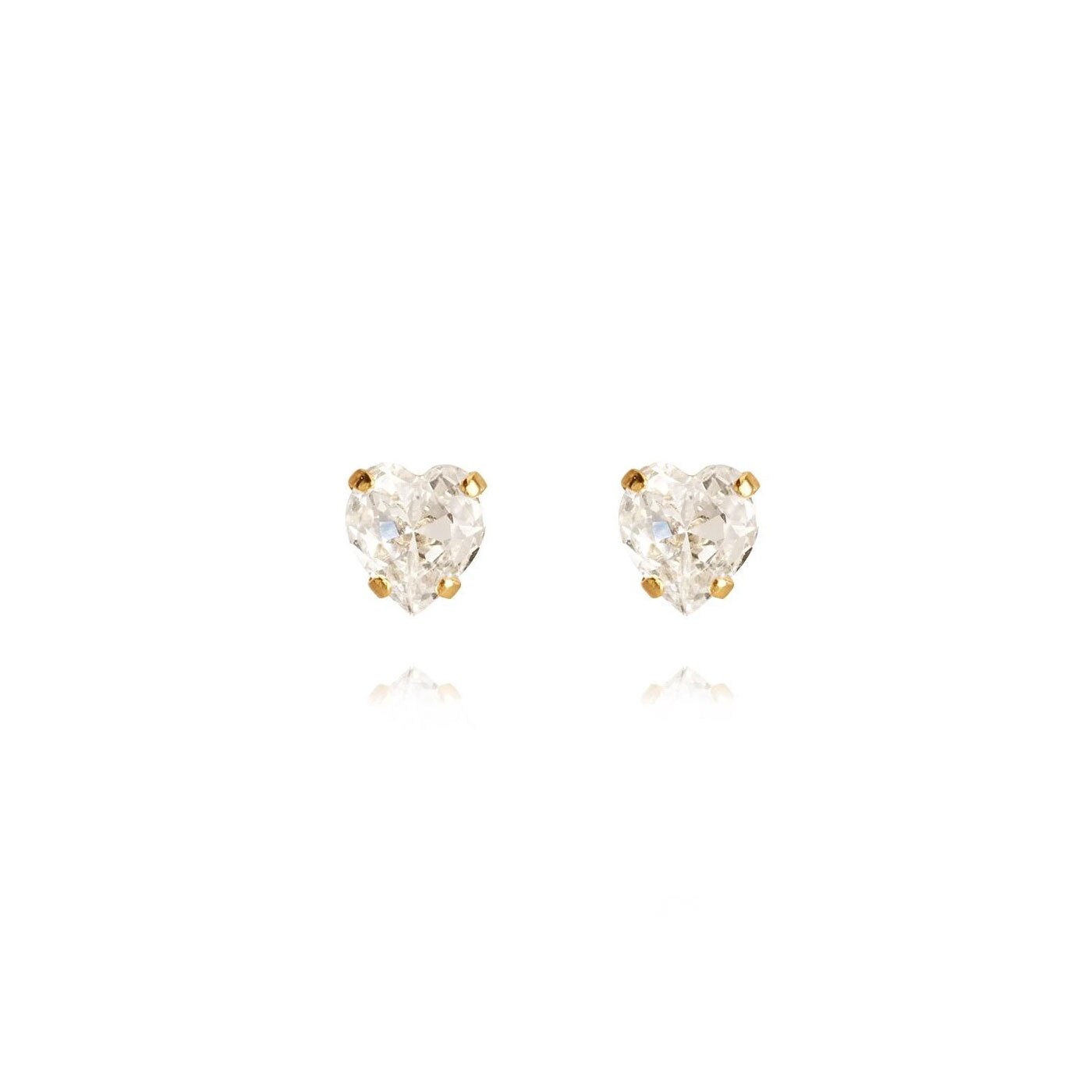 Heart Earrings Gold Crystal