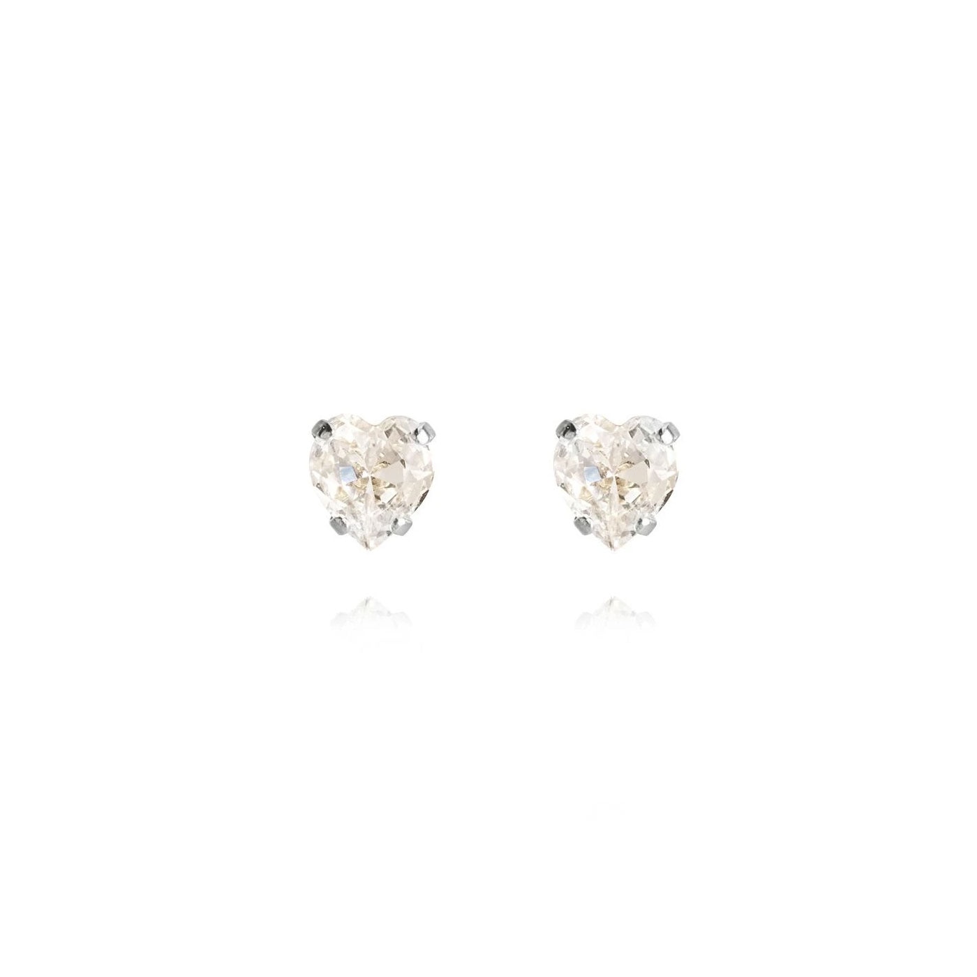 Heart Earrings Rhodium Crystal