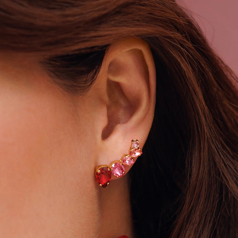 Julie Earrings Gold Scarlet Combo