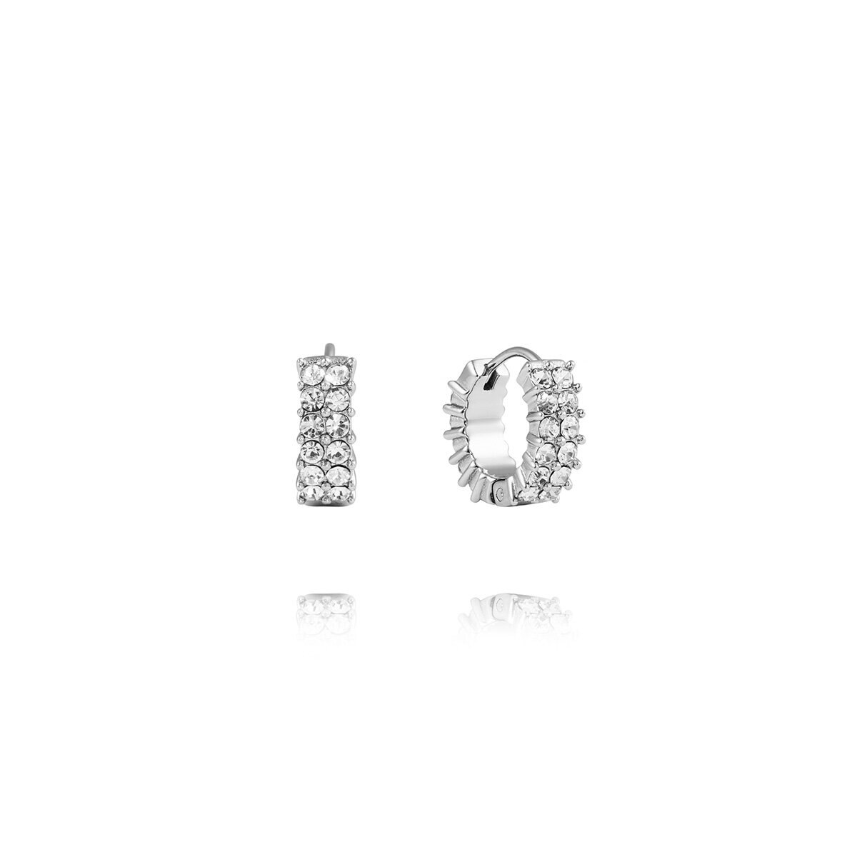 Midnight Silver hoops Small