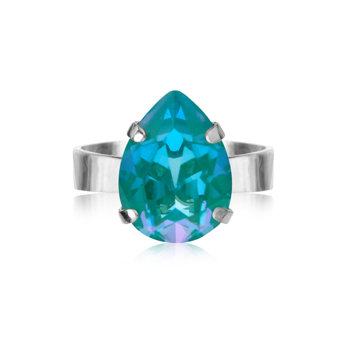 Mini Drop Ring Rhodium / Laguna Delite
