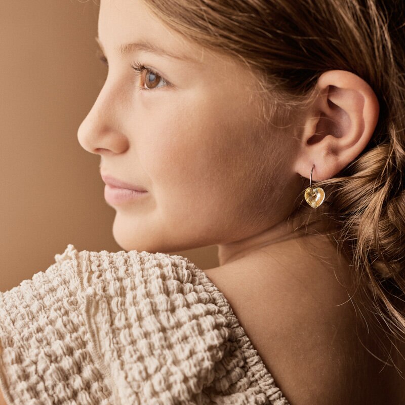 Ear Rings 14 mm Pendant Heart Rainbow