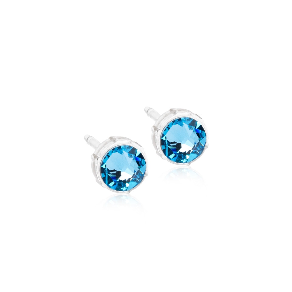 Bezel Örhängen 6 mm Aquamarine