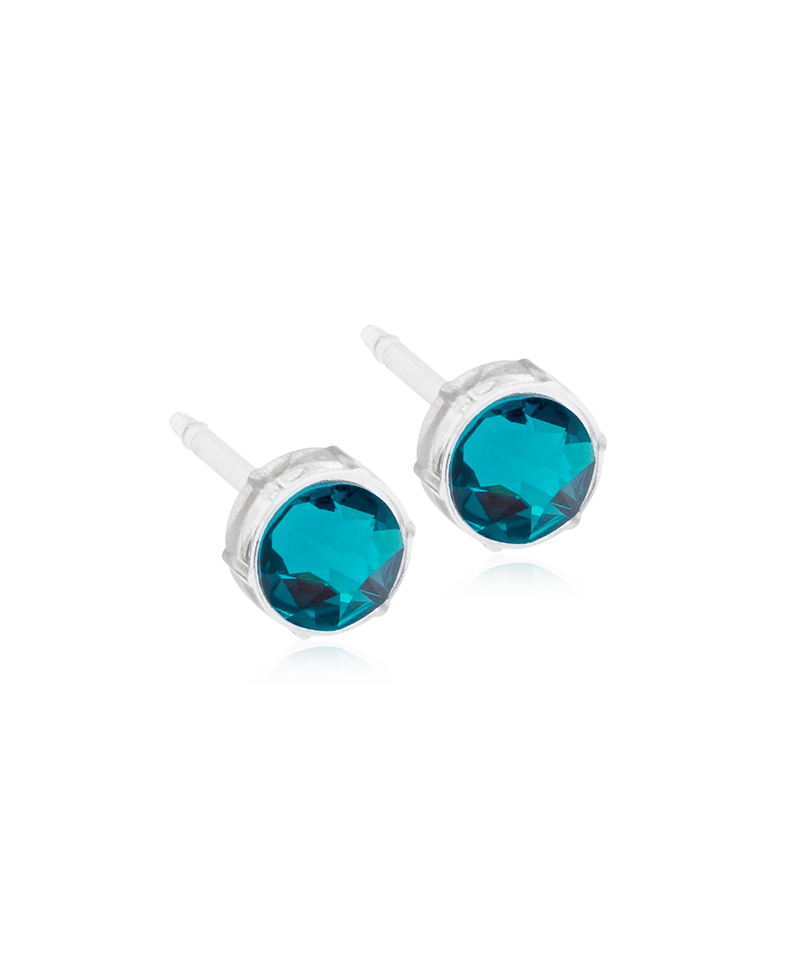 Bezel Örhängen 6 mm Blue zircon 