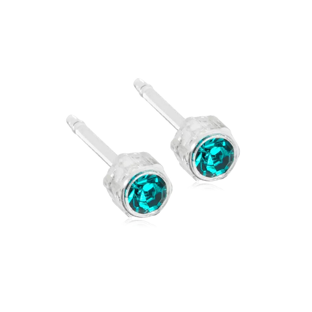 Bezel Örhängen 4 mm Blue zircon