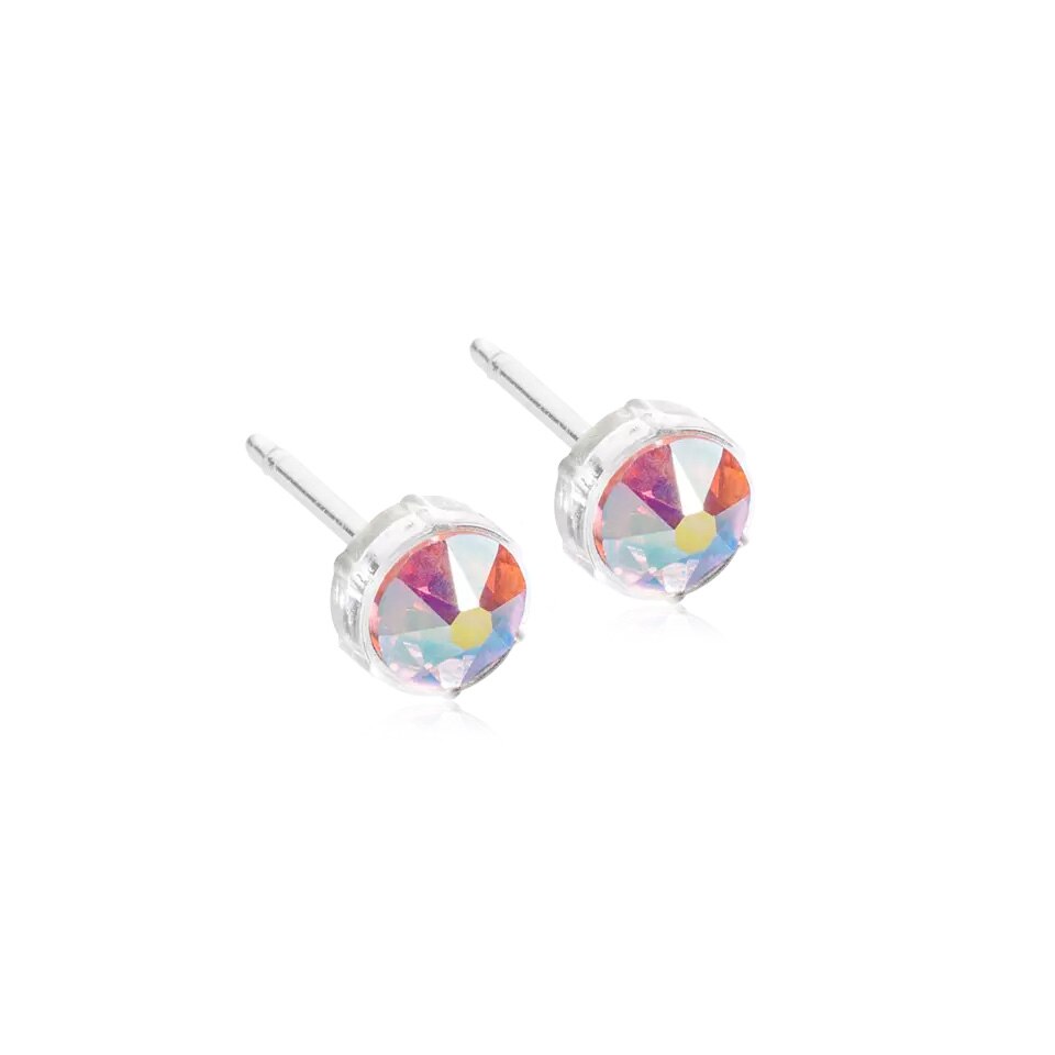 Bezel Örhängen 6 mm Rainbow rose