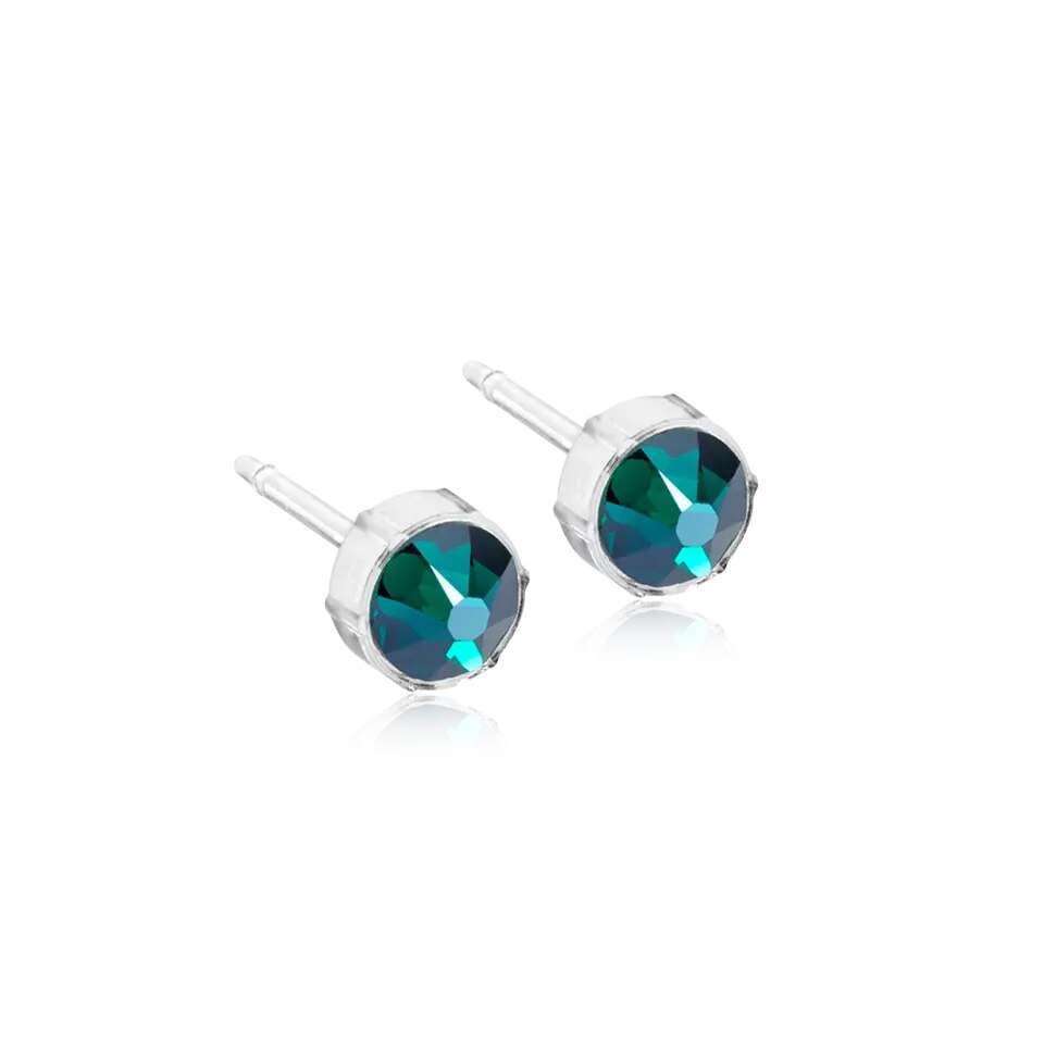 Bezel Örhängen 6 mm Emerald