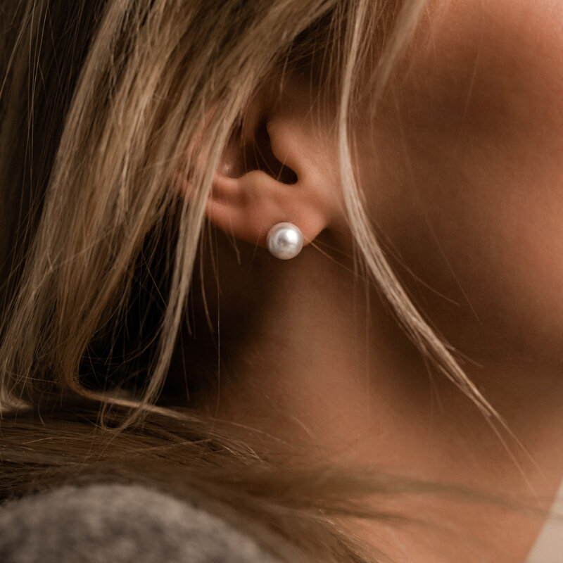 Pearl Örhängen 8 mm White