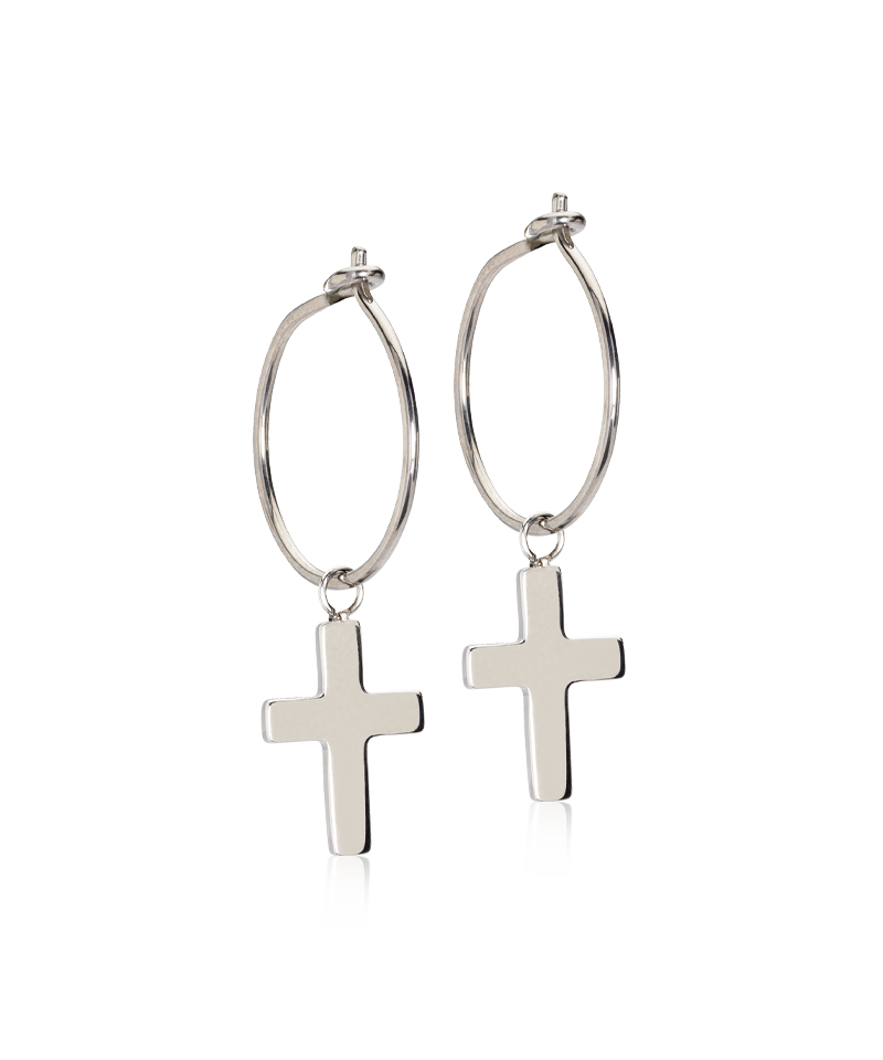 Ear Rings 14 mm Pendant Cross