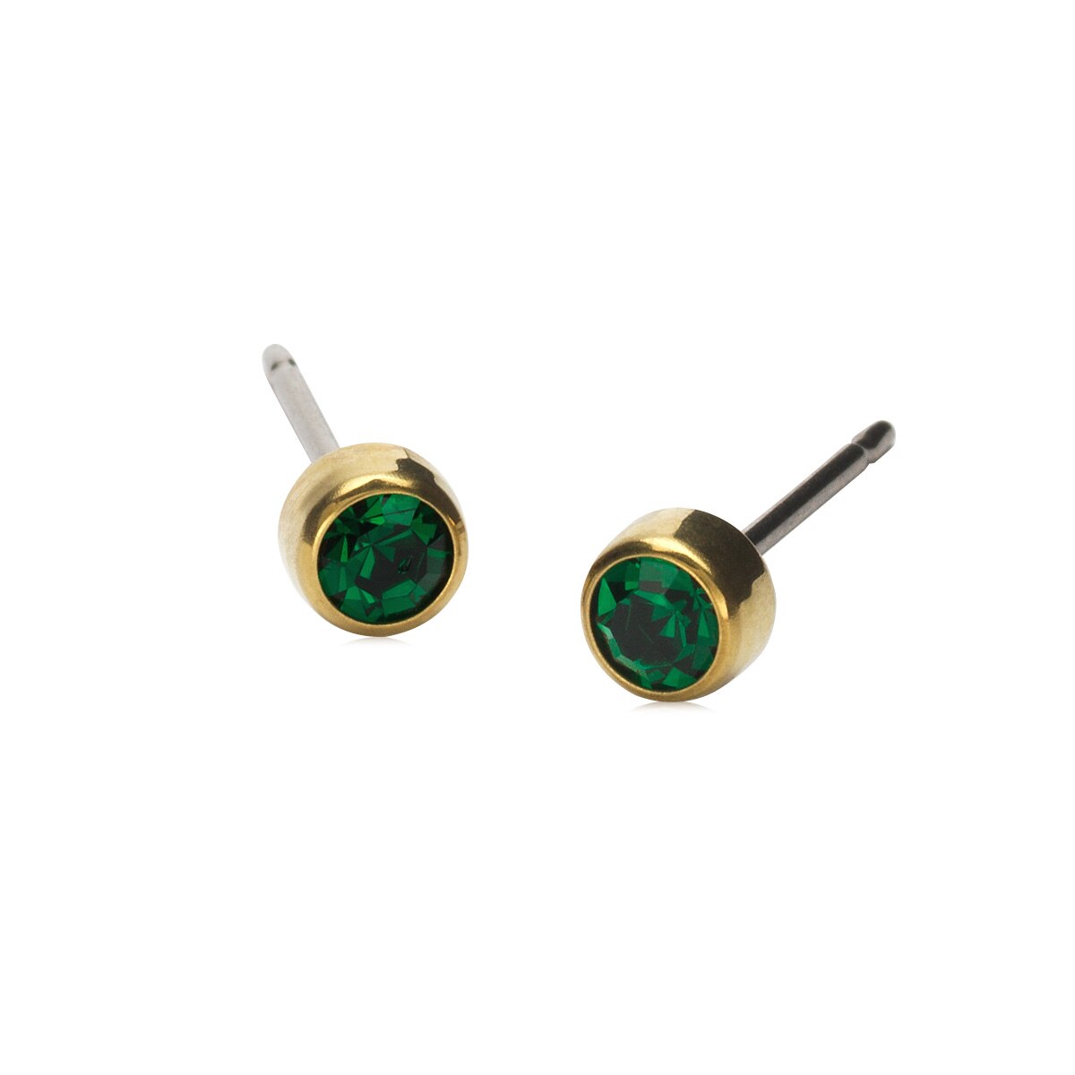 Bezel Örhängen 4 mm Emerald