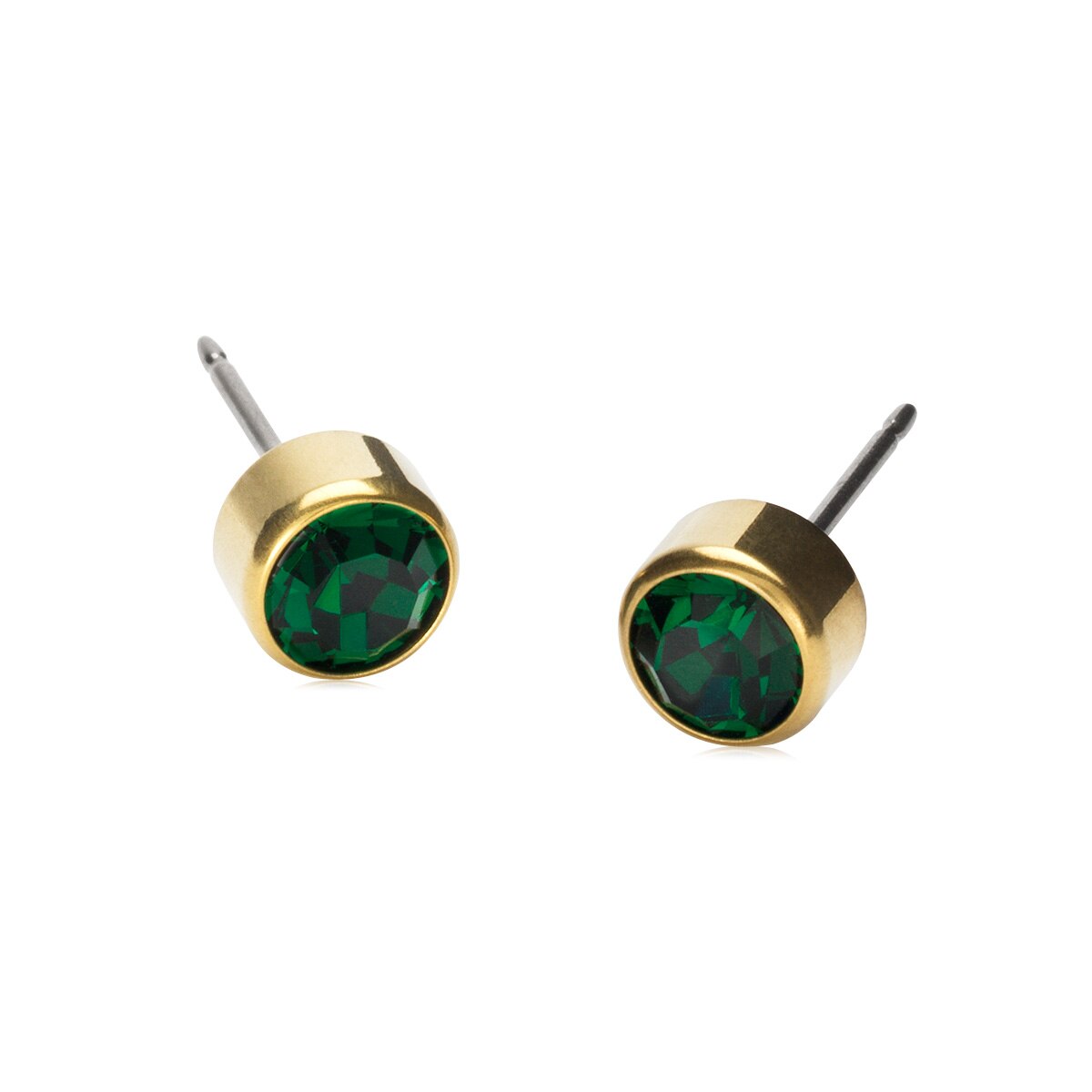 Bezel Örhängen 6 mm Emerald