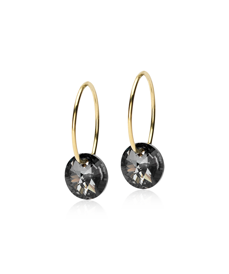 Ear Ring 14 mm Round Black diamond