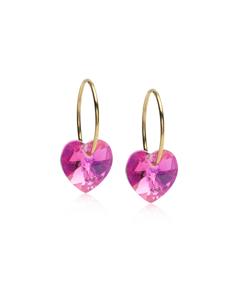 Ear Rings 14 mm Pendant Heart Rose
