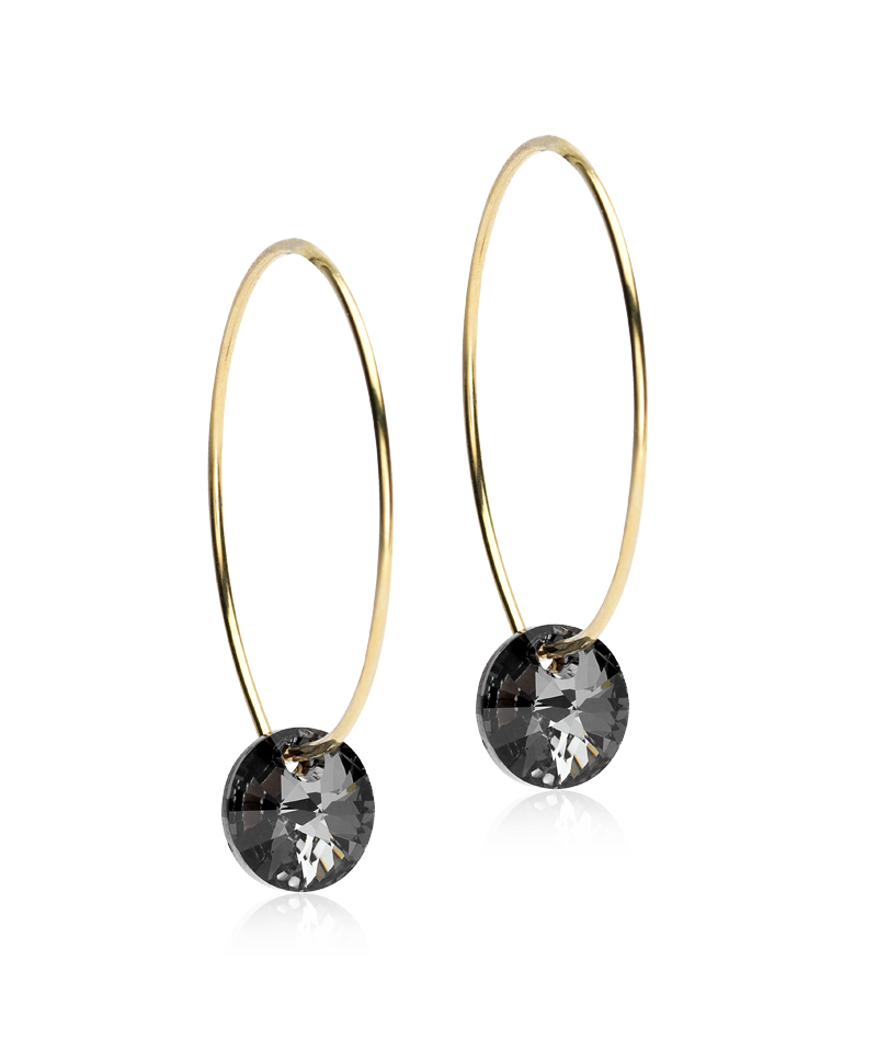 Ear Ring 25 mm Pendant Round Black diamond 