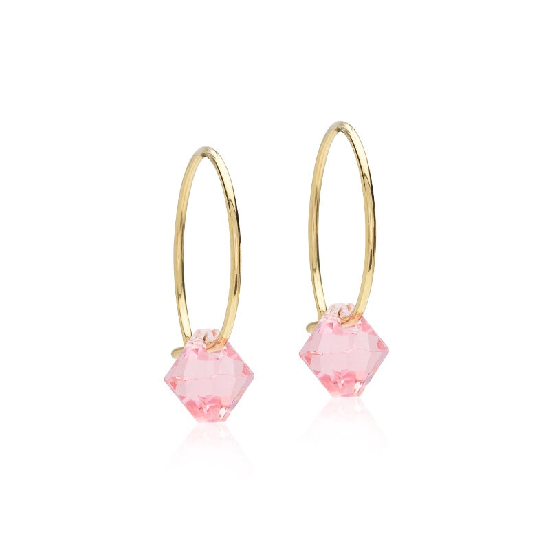 GT Ear Ring 14 mm, Bicone 6 mm, Light Rose