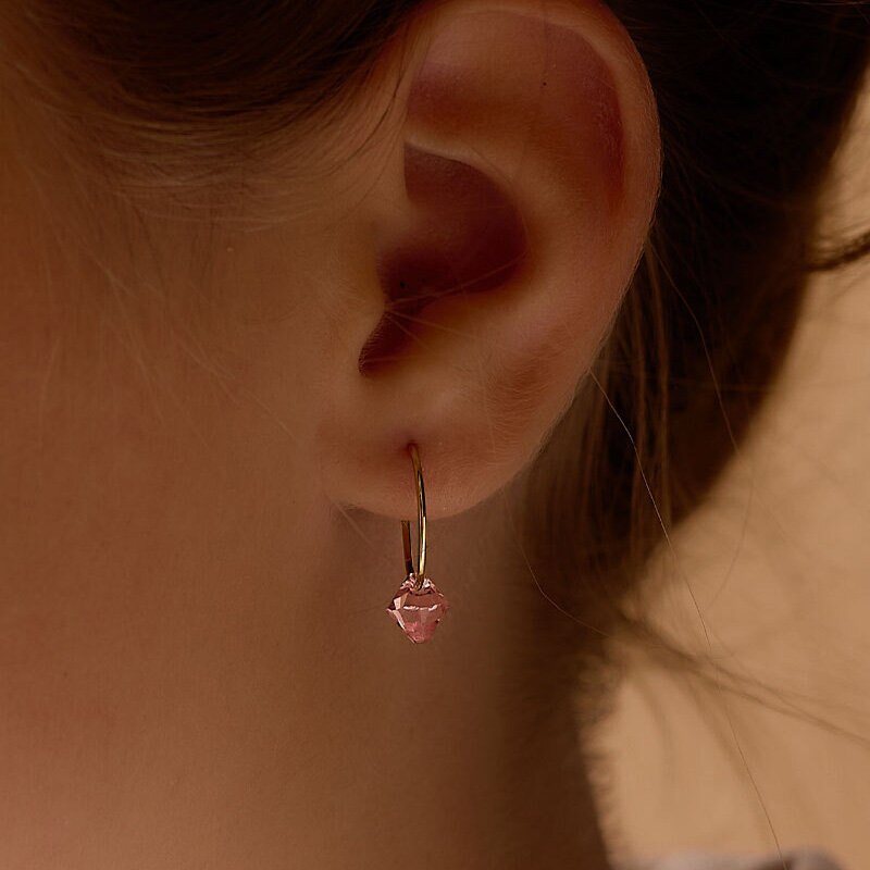 Ear Ring 14 mm Bicone Light Rose