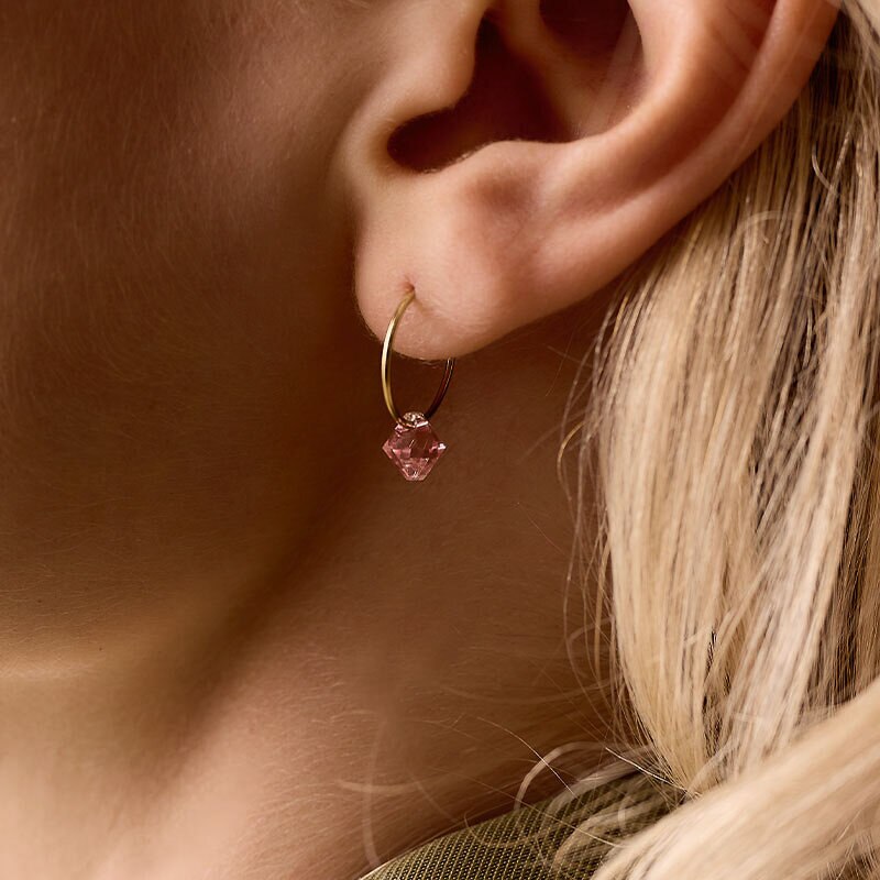 GT Ear Ring 14 mm, Bicone 6 mm, Light Rose