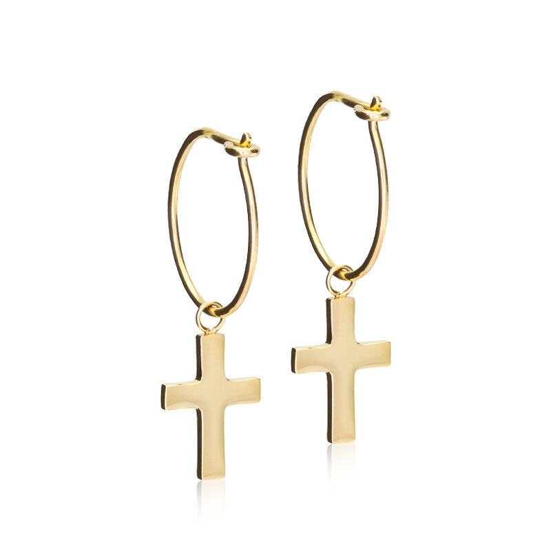 Ear Ring 14 mm, Pendant Cross