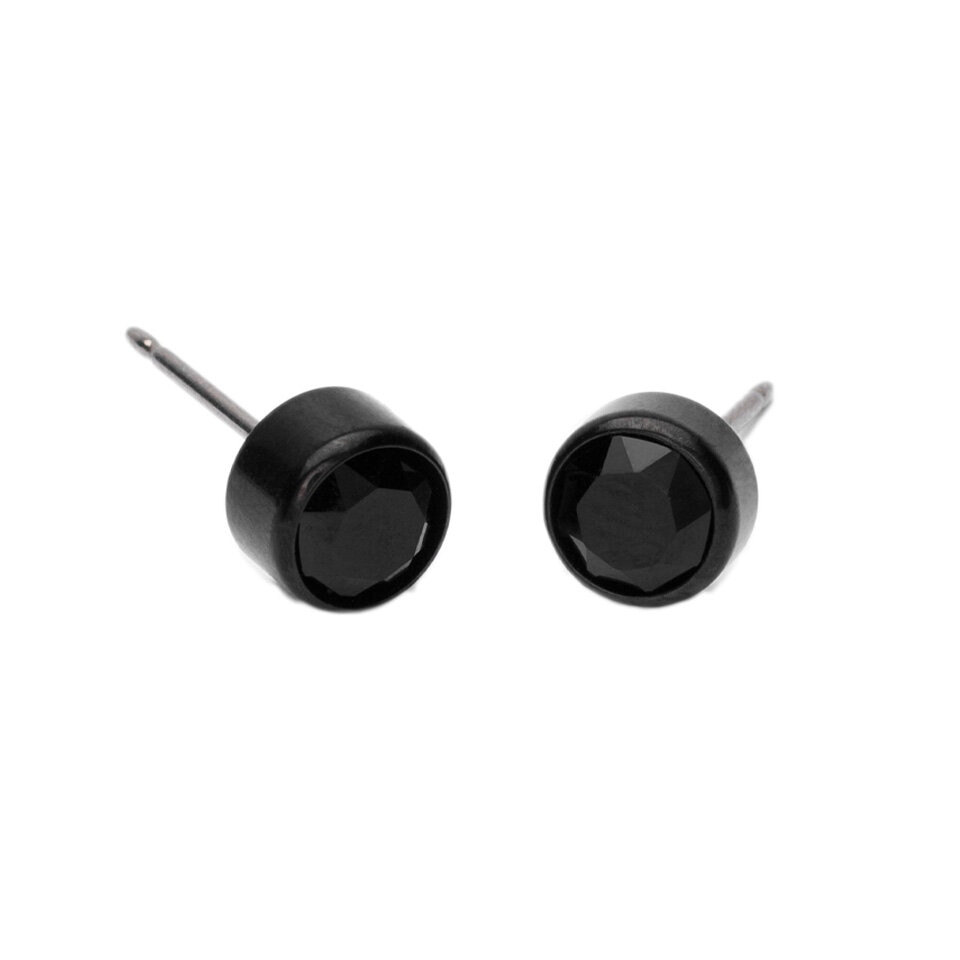 Bezel Örhängen 6 mm Black 