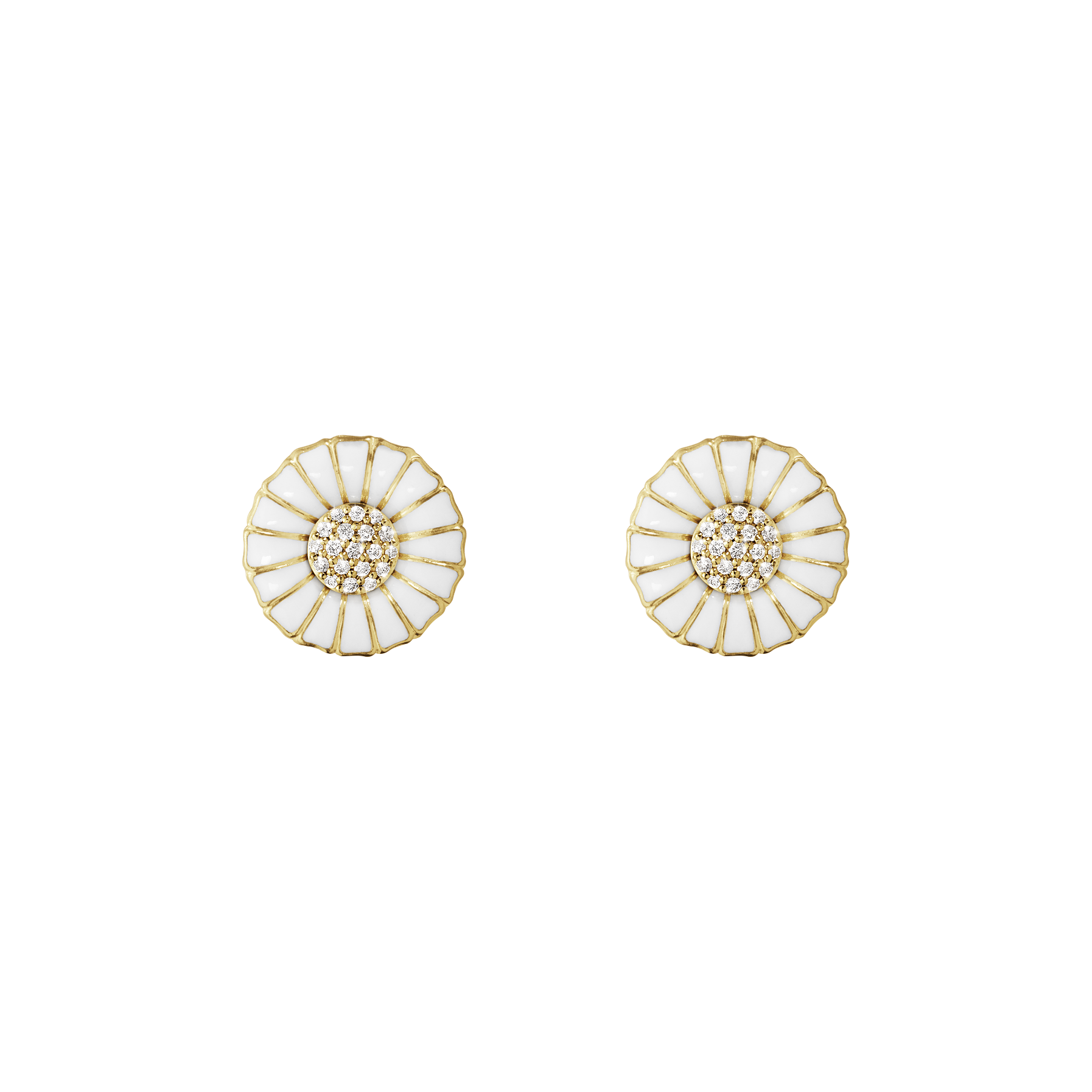 Daisy earrings gold plated 0,10 ct