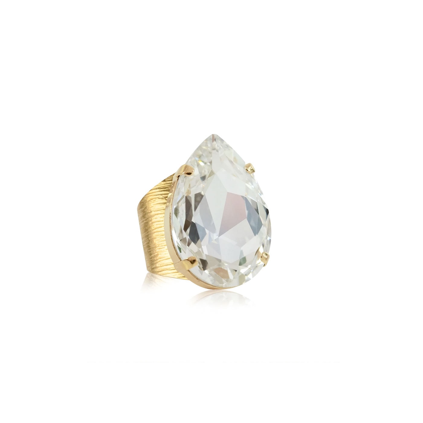 Perfect Drop Ring Gold Crystal