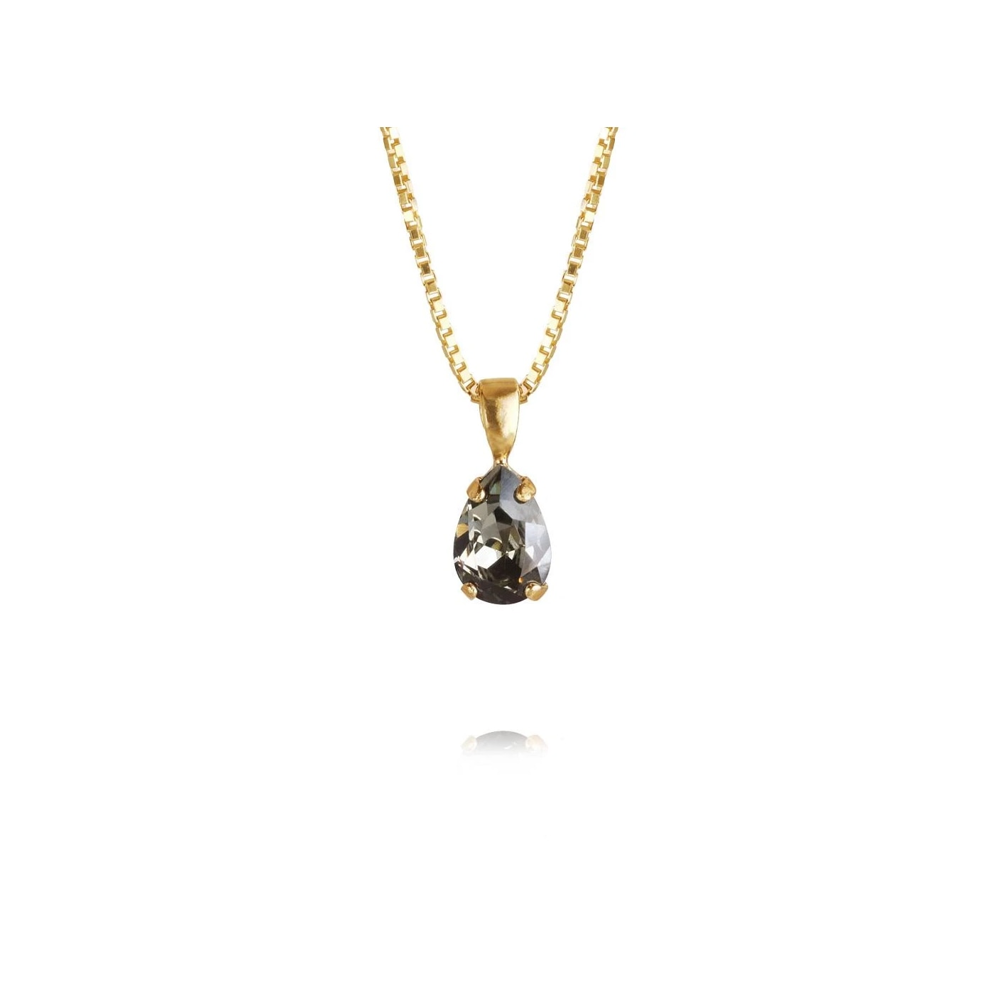Petite Drop Necklace Gold Black