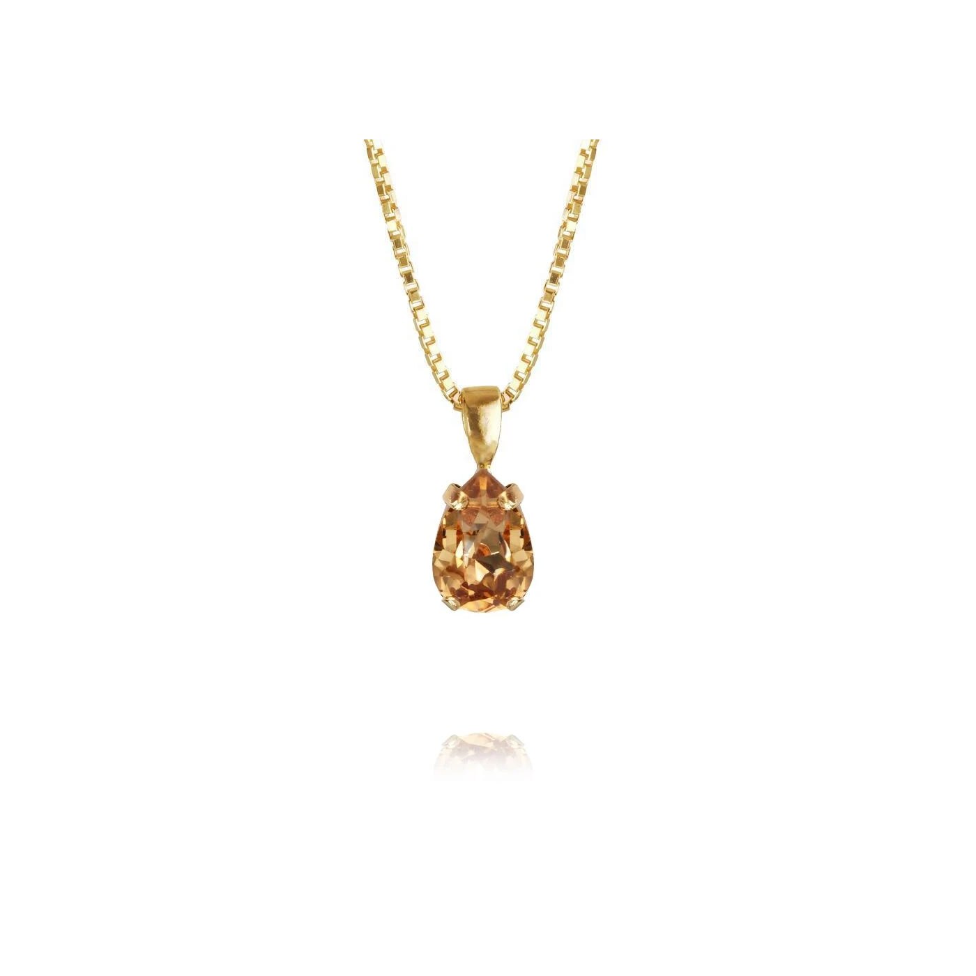 Petite Drop Necklace Gold Light Colorado Topaz