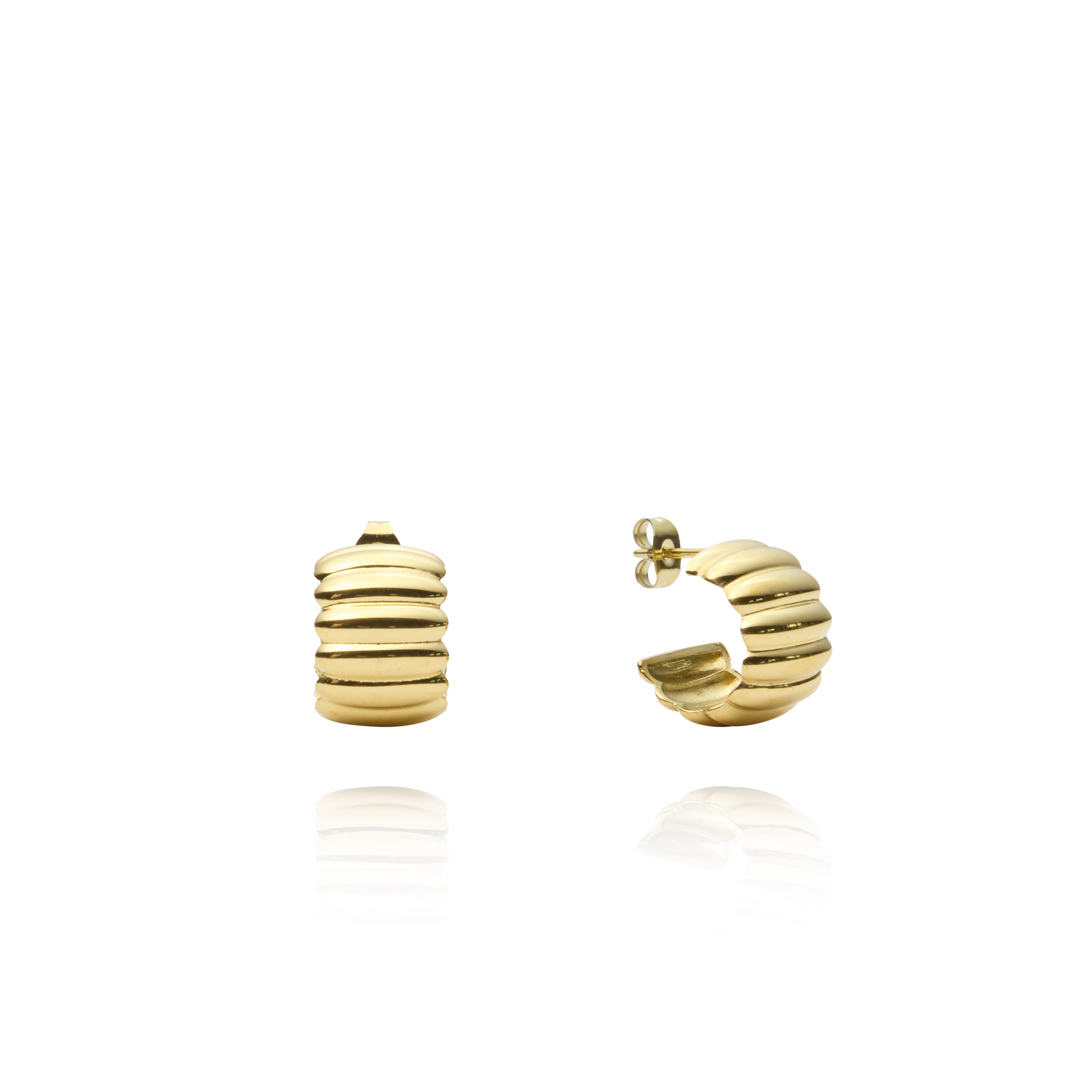 Chic Ribbed Gold Earrings