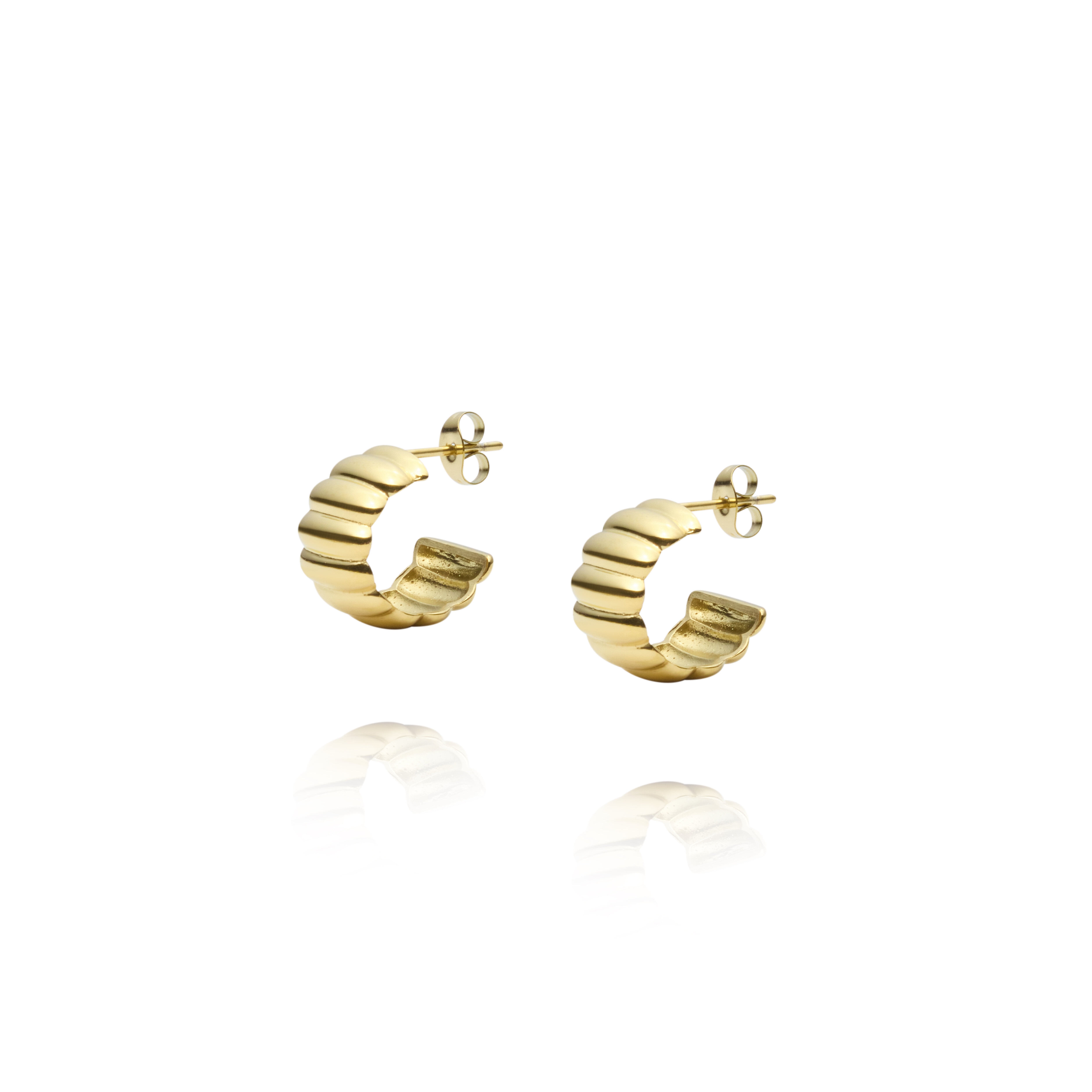 Chic Ribbed Gold Earrings