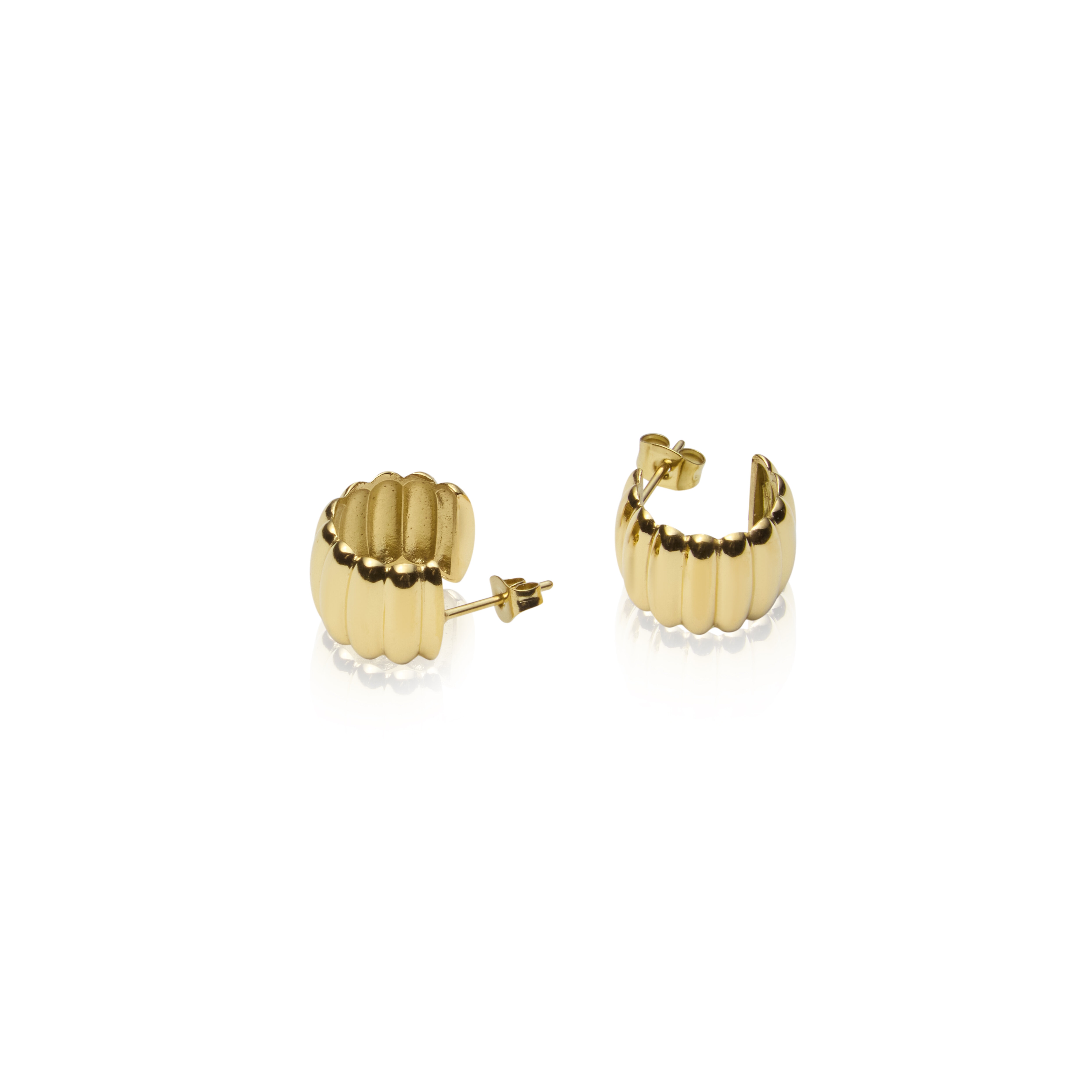 Chic Ribbed Gold Earrings