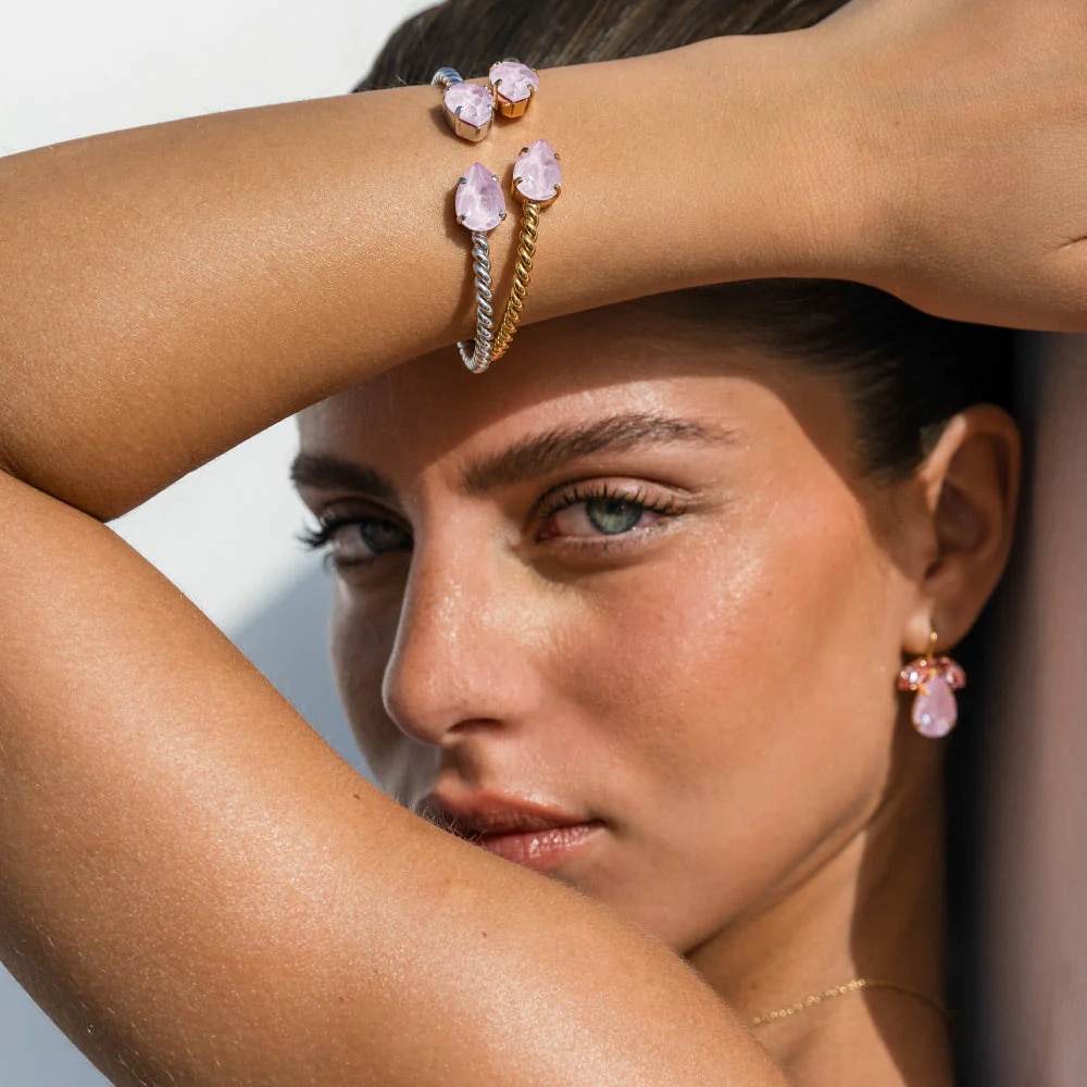Mini Drop Bracelet Rhodium / Soft Pink