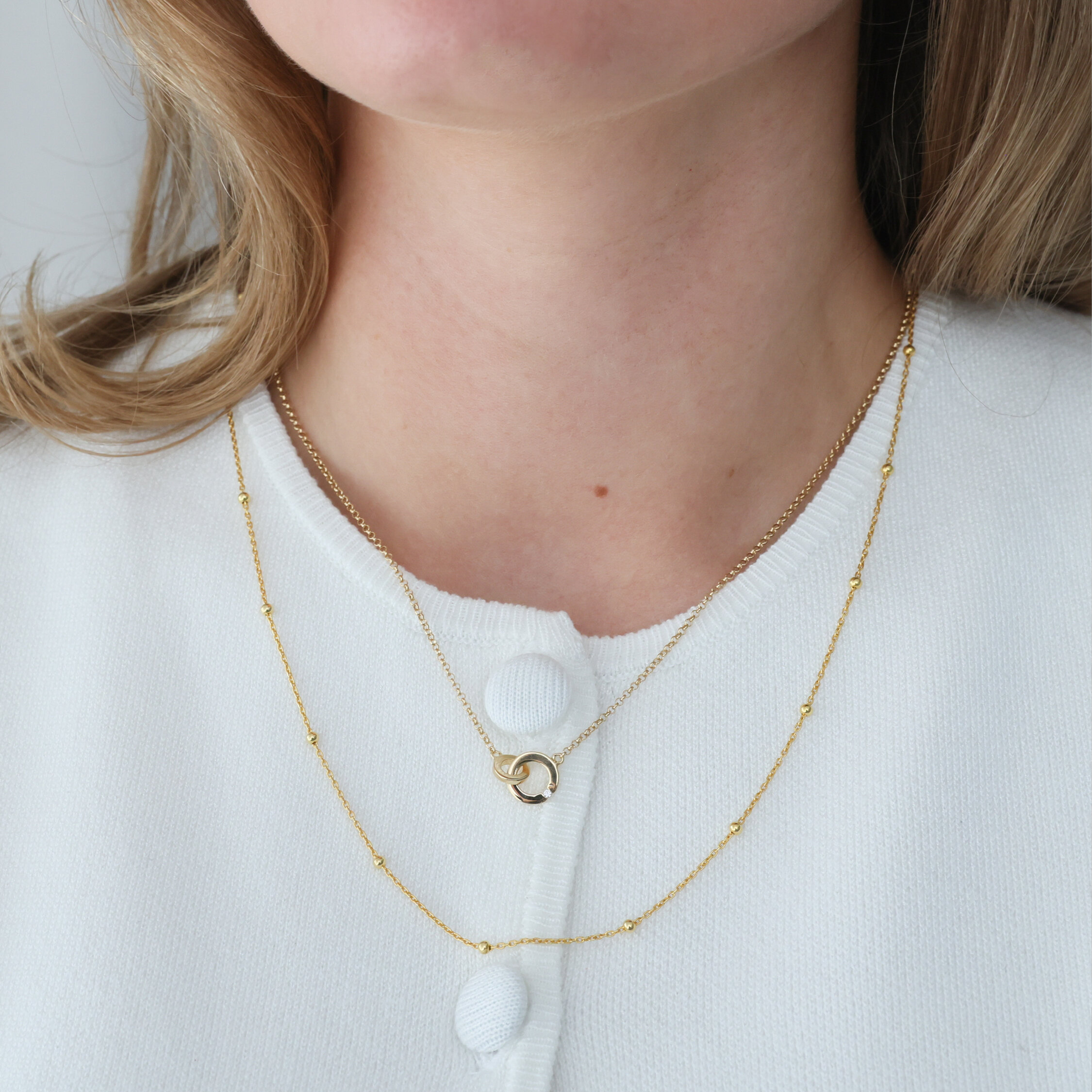 Two circles förgyllt halsband 