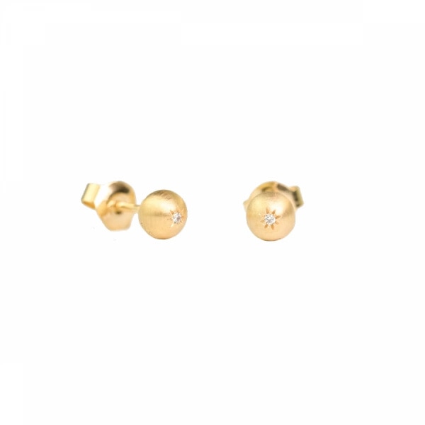 Sparkling Globe Pin Earrings Gold