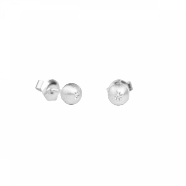 Sparkling Globe Pin Earrings Silver