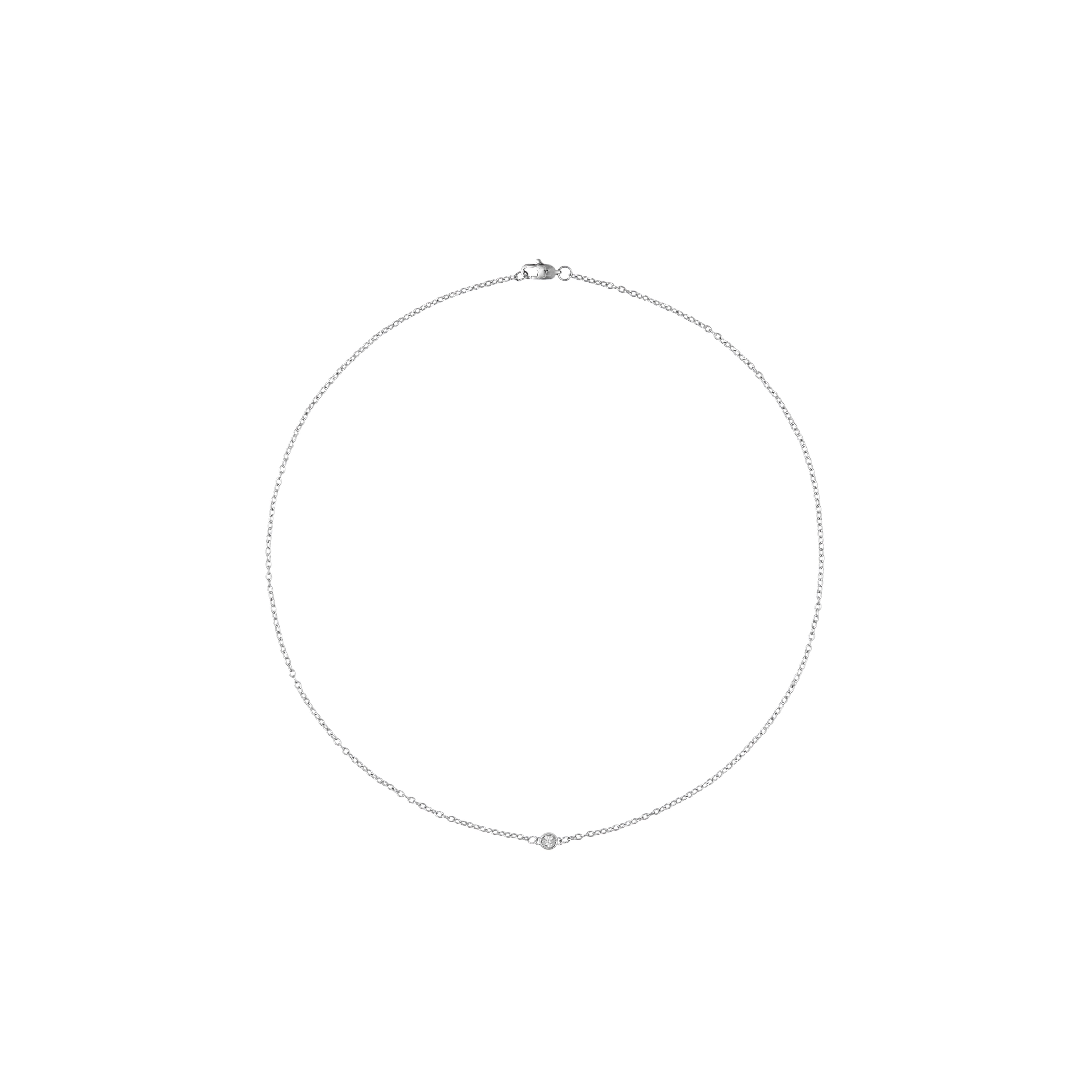 Thin diamond necklace silver