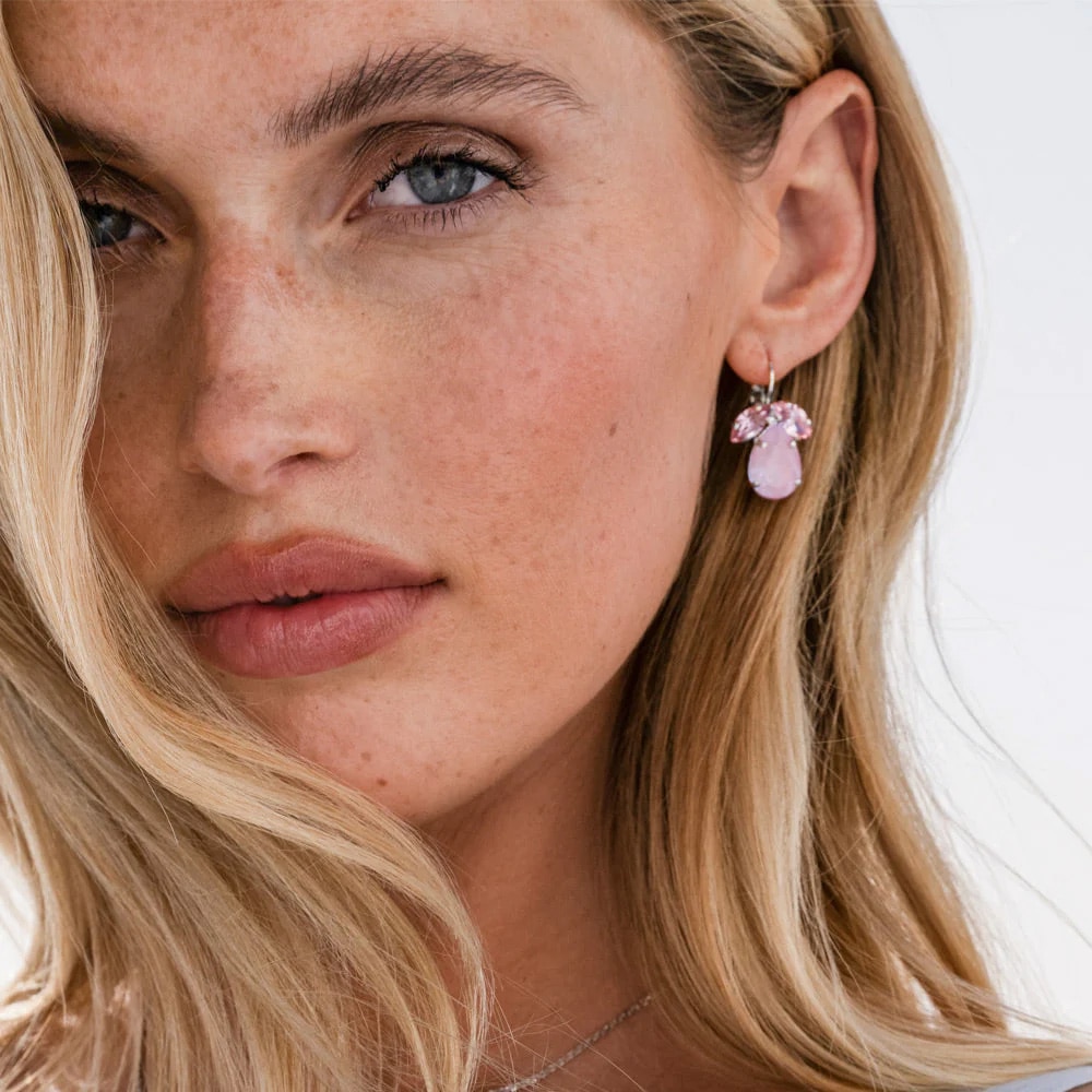 Timo Earrings Rhodium / Soft Pink Combo